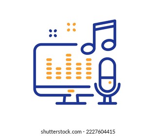 Symbol der Podcast-Linie. Studio Mikrozeichen. Mikrofonsymbol für Sprachaufnahmen. Farbenvolles Konzept der dünnen Linie. Lineares Podcast-Symbol. Bearbeitbarer Strich. Vektorgrafik