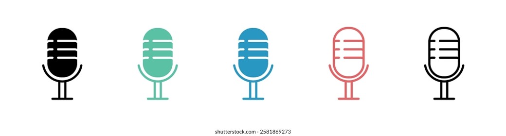 Podcast line icons collection. Vector illustration.