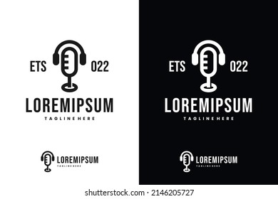 podcast line logo design template
