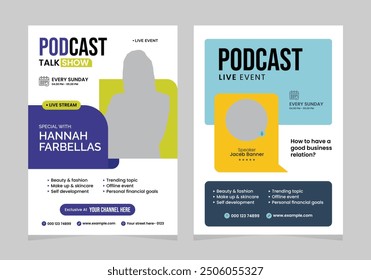 
podcast live event flyer design poster template