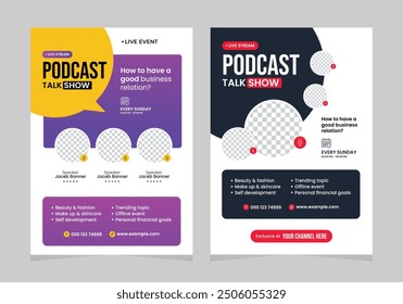 
podcast live event flyer design poster template