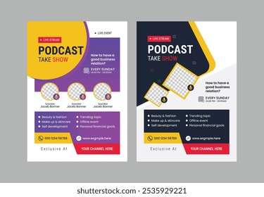 podcast live event flyer poster template. Join Us Live Your Favorite Podcast Hits the flyer, brochure template 