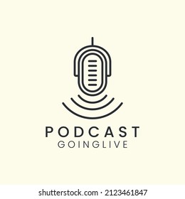 podcast live minimalist line art logo icon template illustration vector design