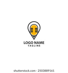 podcast location logo design vector