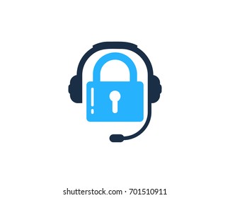 Podcast Lock Icon Logo Design Element