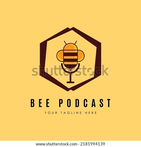 Podcast Logo With Bee Logo Design