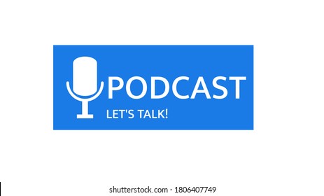 podcast logo. blue background. let's talk