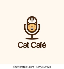 Podcast logo with cat cute