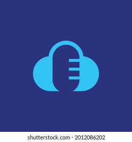 Podcast-Logo. Cloud-Logo perfekt kombiniert mit Mikrofon-Symbol