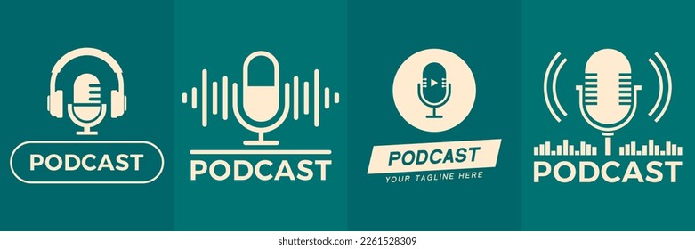 Podcast logo collection. Set of different podcast icons
