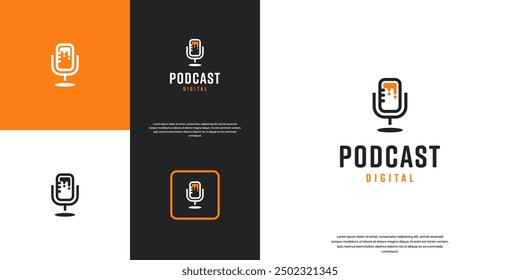 podcast logo with combination of liquid drops, science, learning, logo design illustration.