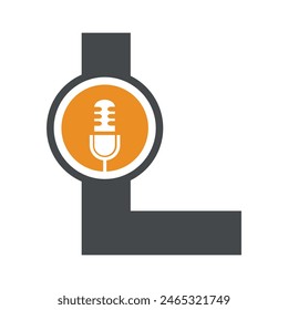 Podcast Logo combine with letter L vector template