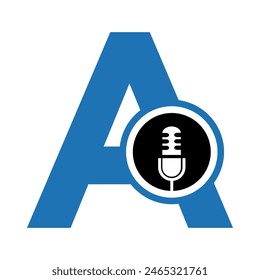 Podcast Logo combine with letter A vector template