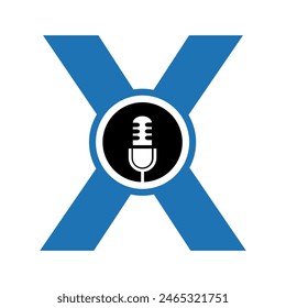 Podcast Logo combine with letter X vector template