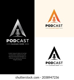 podcast logo concept design vector