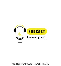 Podcast logo concept vector isolated on white background. Podcast icon. Your brand podcast. Radio Podcast. Microphone logo.