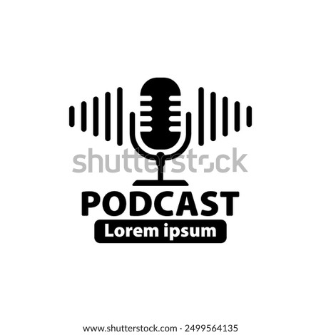 Podcast logo concept  with wave sign vector isolated on white background. Podcast icon. Your brand podcast. Radio Podcast. Microphone logo.