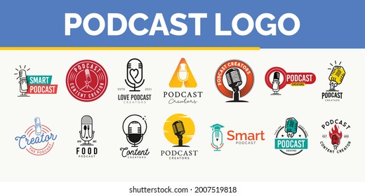 Podcast Logo Design Bundle Concept.