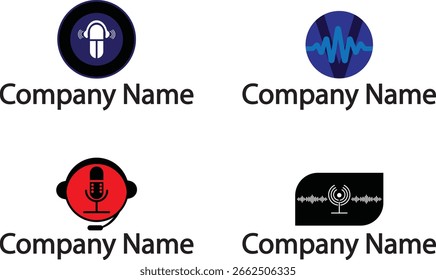 Vetor da coleção de design do logotipo do podcast
