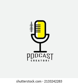 Podcast logo design concept Premium Vector