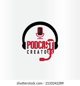 Podcast logo design concept Premium Vector
