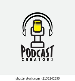 Podcast logo design concept Premium Vector