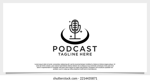 Podcast logo design with creative concept Premium Vector