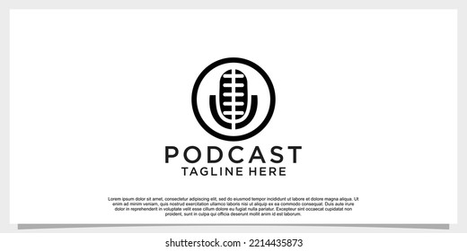 Podcast Logo-Design mit kreativem Konzept Premium Vector