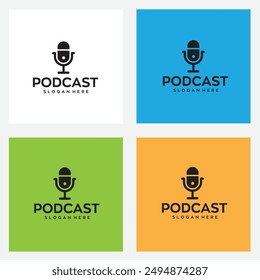podcast logo design with editable vector file