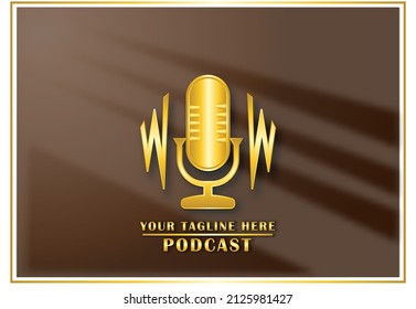 Podcast Logo Design with Gold Color