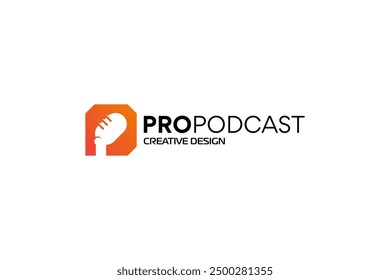Diseño de logotipo de podcast con color degradado