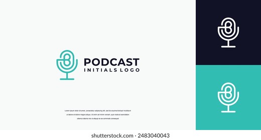 Diseño de logo de Podcast. Plantilla de diseño de logotipo de podcast Letter B