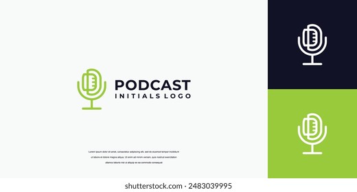 Podcast logo design. Letter D podcast logo design template