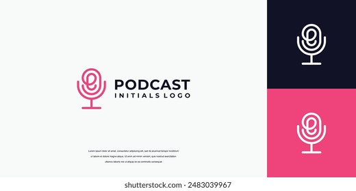 Podcast logo design. Letter E podcast logo design template