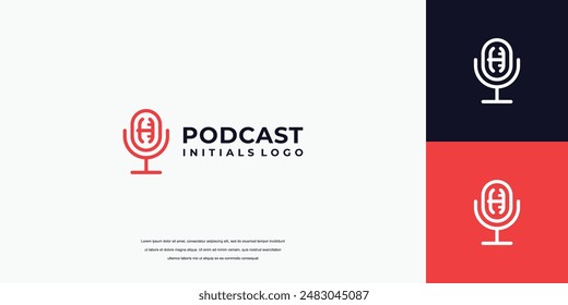 Podcast logo design. Letter H podcast logo design template