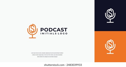 Podcast logo design. Letter S podcast logo design template