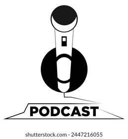 podcast logo design mic and Cable logo type. Vector