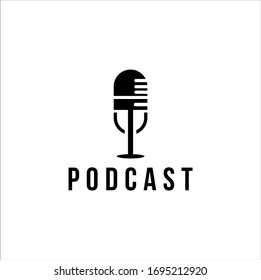podcast logo design with mic vector image illustration	