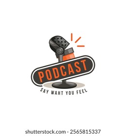 Podcast logo design with mike as taking about what you feel.