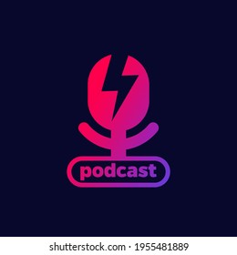 podcast logo design with a mike, vector