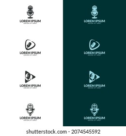 Diseño del logotipo de podcast. plantilla de logotipo de estudio de grabación.