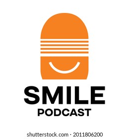 podcast logo design with smile vector graphic