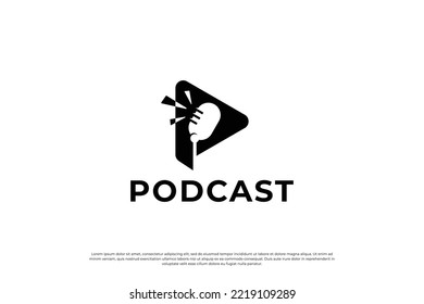 Podcast logo design template. Broadcast logo vector.