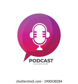 plantilla de diseño de logotipo de podcast, concepto de diseño de logotipo de podcast