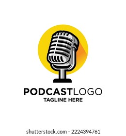 Podcast Logo Design Template Inspiration, Vector Illustration.