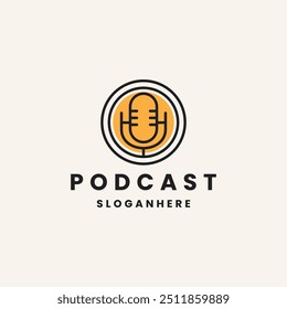 Podcast logo design template vector illustration