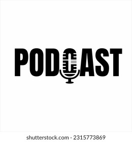 Podcast logo design. types of logos and vector logos. Podcast word illustration with microphone logo on C letter.