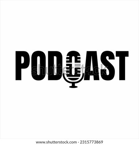 Podcast logo design. types of logos and vector logos. Podcast word illustration with microphone logo on C letter.