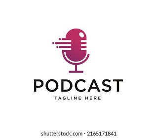 Logo-Design mit Mikrofon-Symbol für Podcast