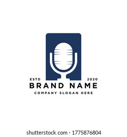 podcast logo design vector illustration